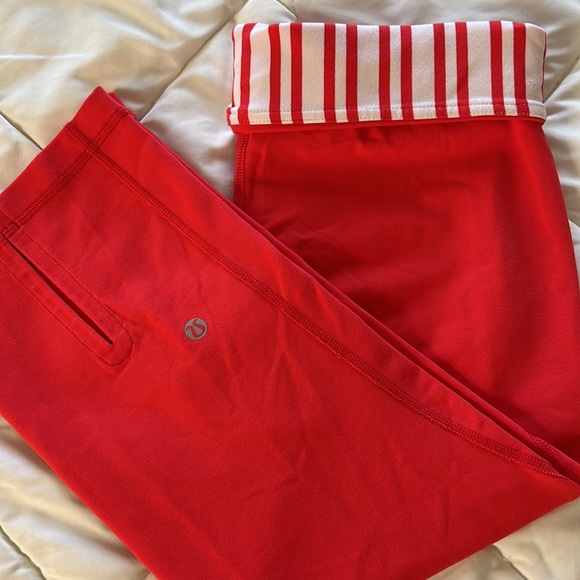 Lululemon Athletica Classic Orange high rise wide leg cropped yoga pants Size4-6 - Picture 1 of 15